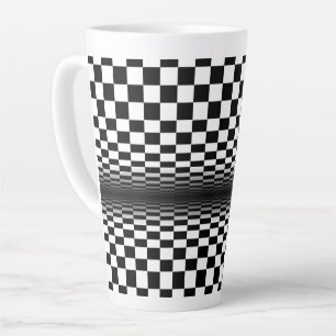 Tasse Latte art optique contraste noir blanc