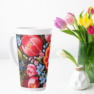 Tasse Latte Art populaire traditionnel ukrainien de Petrikivka