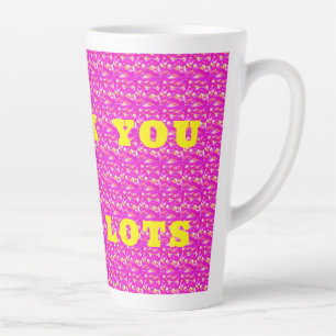 Tasse Latte Art rose fluffy thanyou thème grandes lettres