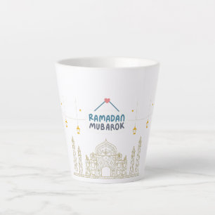 Tasse Latte Art typographique Ramadan Kareem Croissant Islamiq
