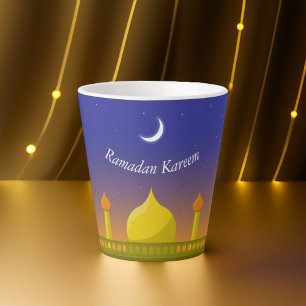 Tasse Latte Art typographique Ramadan Kareem Croissant islamiq