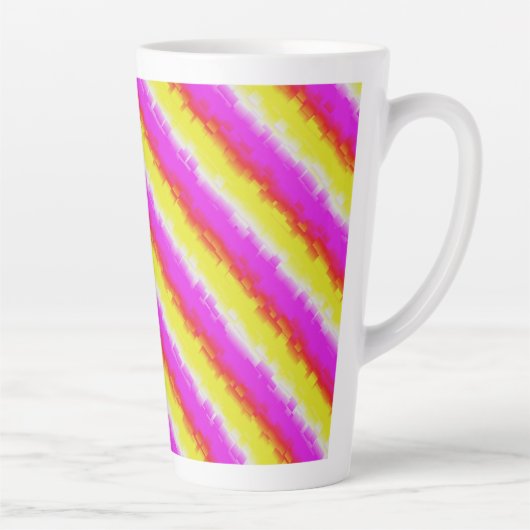 Tasse Latte Artdeco rose Jaune Artdeco Arc-en-ciel rayures (Droite)