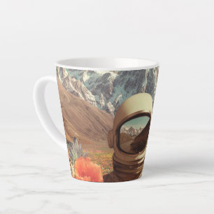 Tasse Latte Astronaute surréaliste dans un champ de fleurs