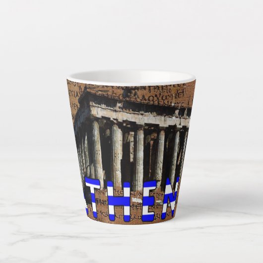 Tasse Latte Athènes Grèce (Devant)