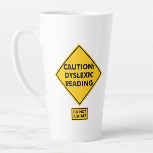 Tasse Latte Attention : Lecture dyslexique (Gauche)