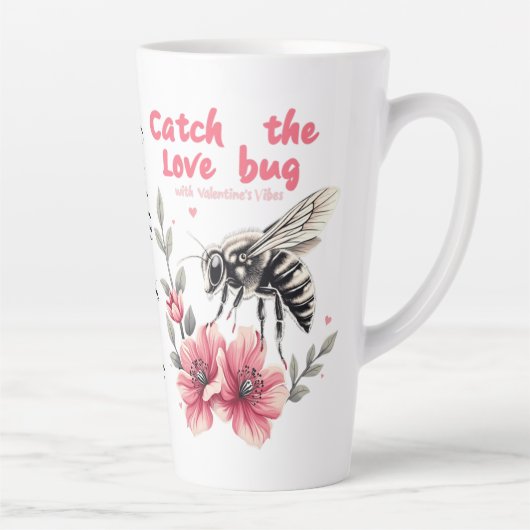 Tasse Latte Attrapez le Bug de l'Amour pour la Saint-Valentin (Droite)