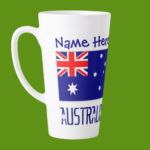 Tasse Latte Australie Drapeau bleu Personnalisé Grand