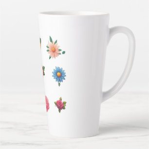 Tasse Latte  Autocollant de fleur exquise 