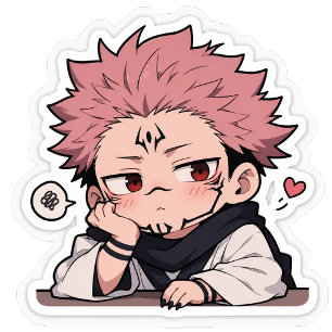 Tasse Latte Autocollant de roi mignon Chibi boudeur - Cheveux
