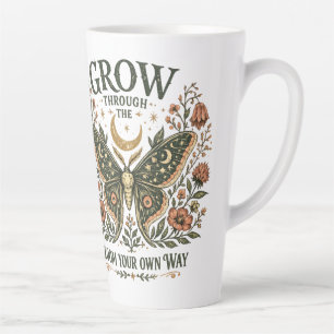 Tasse Latte Autocollant floral de papillon de nuit céleste
