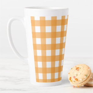 Tasse Latte Automne Automne Orange Plaid Motif