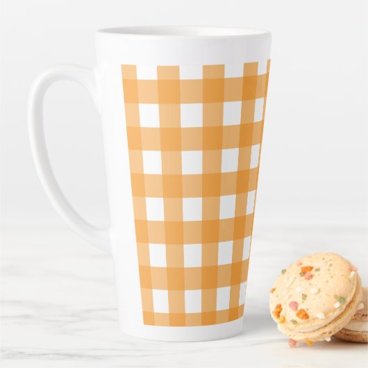 Tasse Latte Automne Automne Orange Plaid Motif (En situation)
