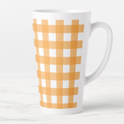 Tasse Latte Automne Automne Orange Plaid Motif (Droite)