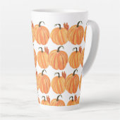 Tasse Latte Automne Citrouille Aquarelle Automne Feuilles Moti (Angle droit)