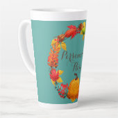 Tasse Latte Automne citrouille automne feuille couronne orange (Angle gauche)