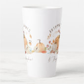 Tasse Latte Automne Citrouille Floral Automne Feuilles Aquarel (Devant)