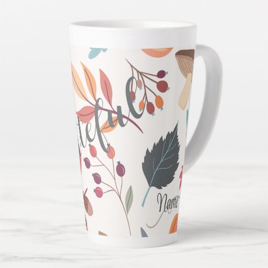 Tasse Latte Automne Design "reconnaissant" & Nom 17oz Latte Mu (Angle droit)