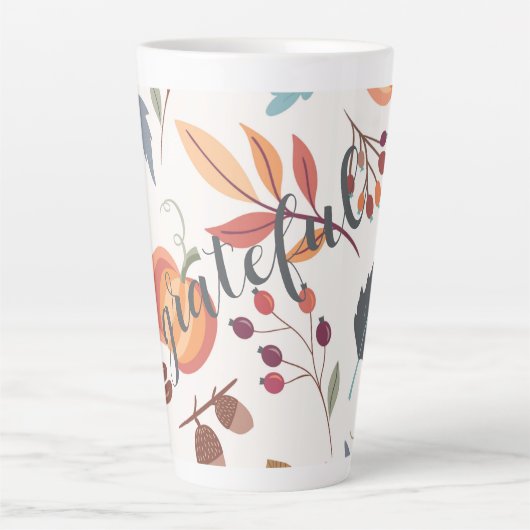 Tasse Latte Automne Design "reconnaissant" & Nom 17oz Latte Mu (Devant)