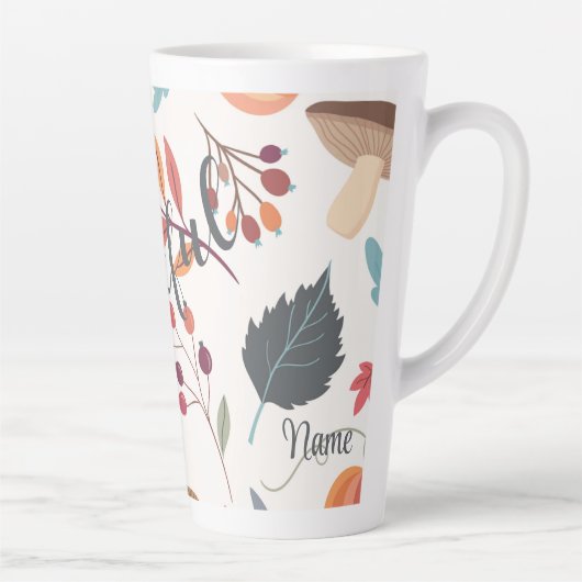 Tasse Latte Automne Design "reconnaissant" & Nom 17oz Latte Mu (Droite)