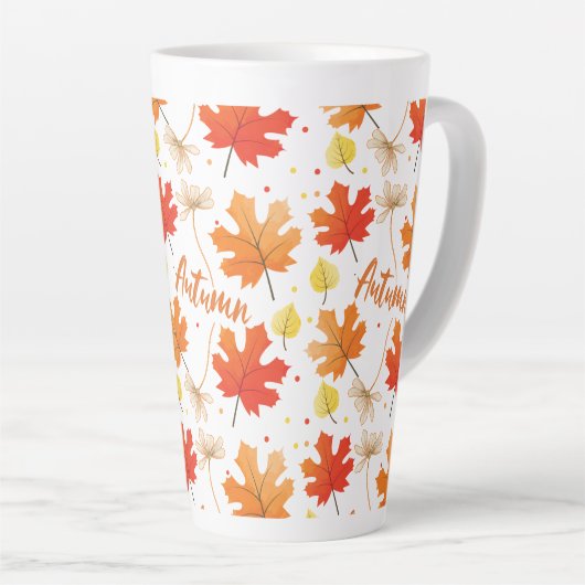 Tasse Latte Automne Feuillage Automne Feuilles Automne (Angle droit)