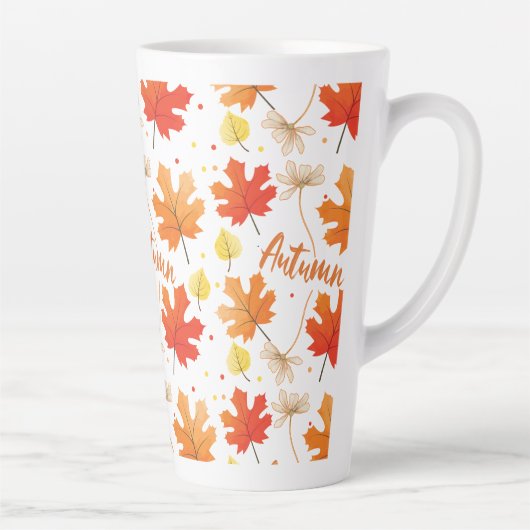 Tasse Latte Automne Feuillage Automne Feuilles Automne (Droite)