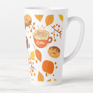 Tasse Latte Automne Feuilles Football et Citrouille Motif épic