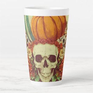Tasse Latte Automne/Halloween/citrouille/squelette