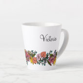 Tasse Latte Automne joli modèle dessiné fleurs d'aster et feui (Angle droit)