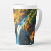 Tasse Latte Autumn Canyon Waterfall – Vibrant Fall Forest Land (Angle droit)