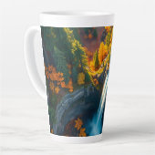 Tasse Latte Autumn Canyon Waterfall – Vibrant Fall Forest Land (Angle gauche)