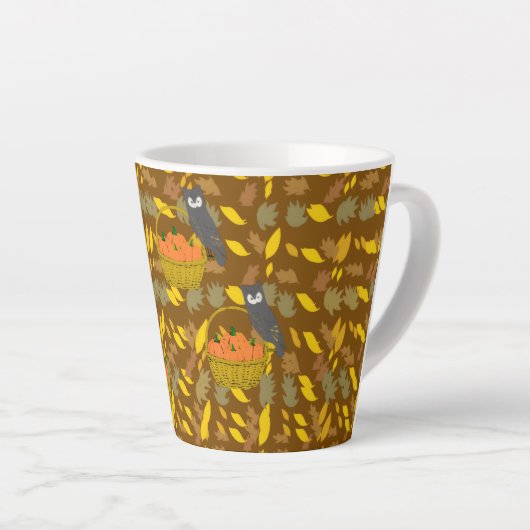 Tasse Latte Autumn Owl Pumpkin Pattern Latte Mug	 (Angle droit)