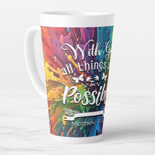 Tasse Latte Avec Dieu Matthieu 19-26 (Angle gauche)