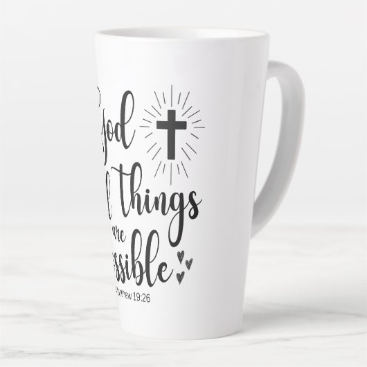Tasse Latte Avec Dieu toutes les choses sont possibles - Matth (Angle droit)