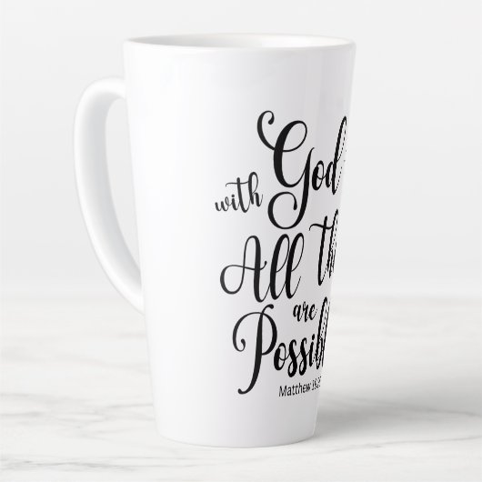 Tasse Latte Avec Dieu toutes les choses sont possibles - Matth (Angle gauche)