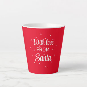 Tasse Latte Avec l'amour de Père Noël rouge flacons blancs