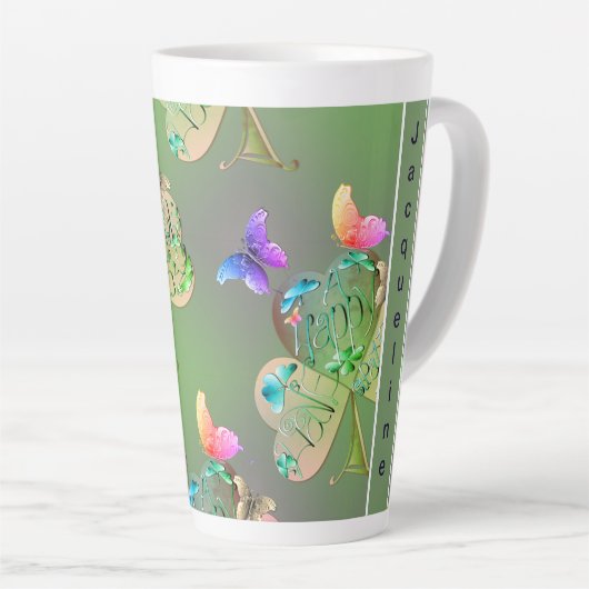 Tasse Latte "Ayez une joyeuse St Patrick's" Shamrock (Angle droit)