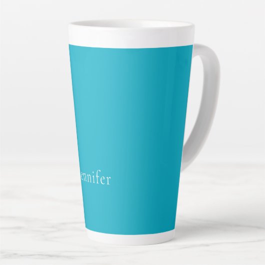 Tasse Latte Azure Blue Trendy Modern Minimalist Nom (Angle droit)