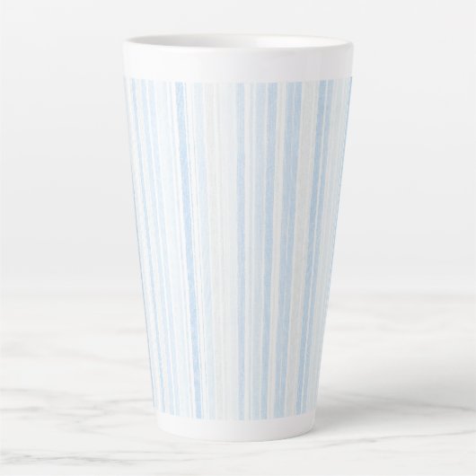 Tasse Latte Baby Blue White Stripes (Devant)