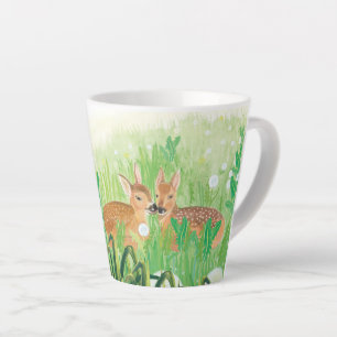 Tasse Latte Baby Deer - Fawns in Grass Illustration