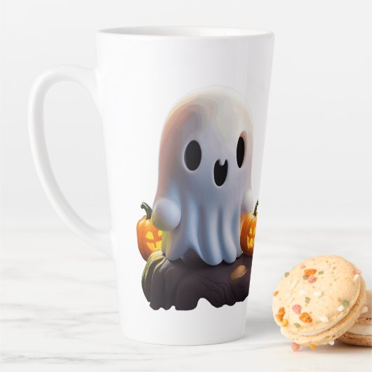 Tasse Latte Baby Ghost Déplaisant mignon caractère Halloween (En situation)