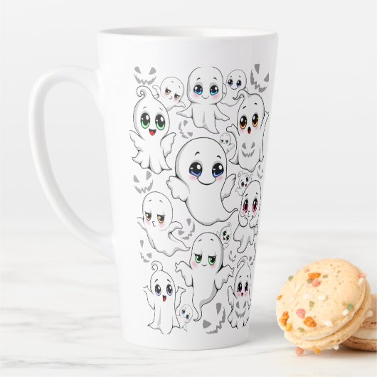 Tasse Latte Baby Ghosts Éffrayant mignon Halloween humeur (En situation)