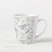 Tasse Latte Baby shower de baleines gris d'océan (Droite)