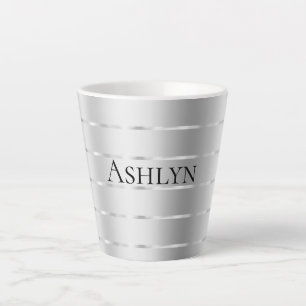 Tasse Latte Baby Shower Ruban Argenté Mariage