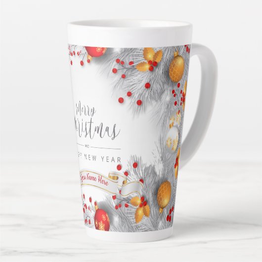 Tasse Latte Baies congelées Noël (couverture complète de l'ima (Angle droit)