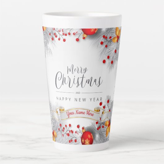 Tasse Latte Baies congelées Noël (couverture complète de l'ima (Devant)