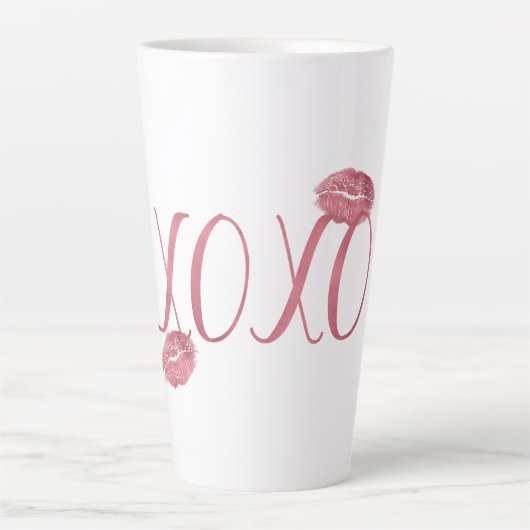 Tasse Latte Baisers rose XOXO (Devant)