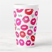 Tasse Latte Baisers XOXO rouge et rose (Devant)