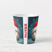Tasse Latte Bal de baseball Rouge Père Noël (Devant)