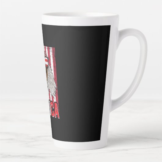 Tasse Latte Bald Eagle Merica 4 juillet (Droite)