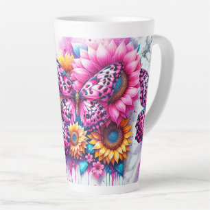 Tasse Latte Balises papillon en fleur